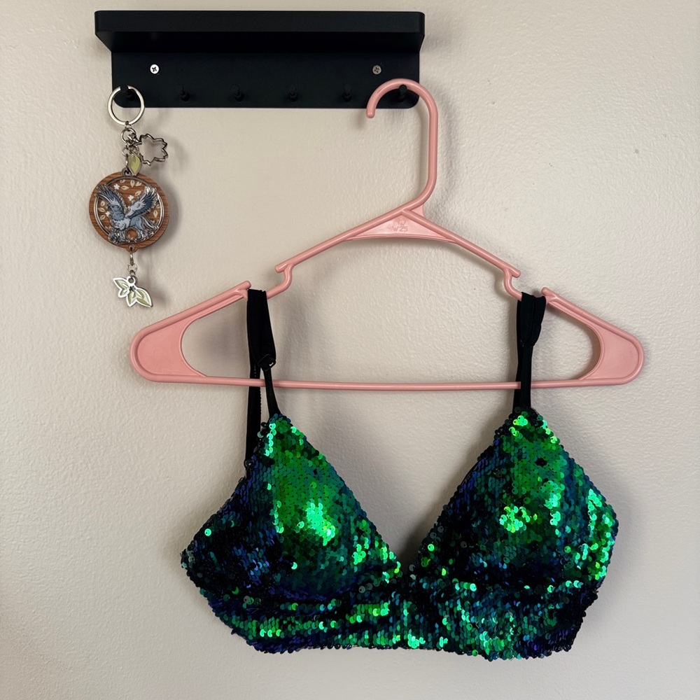 Sequin Bralette in Green and Black